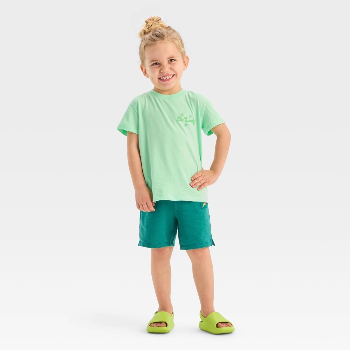 Toddler Boys' St. Patrick's Day T-Shirt and Jogger Shorts Set - Cat & Jack™ Light Green | Target