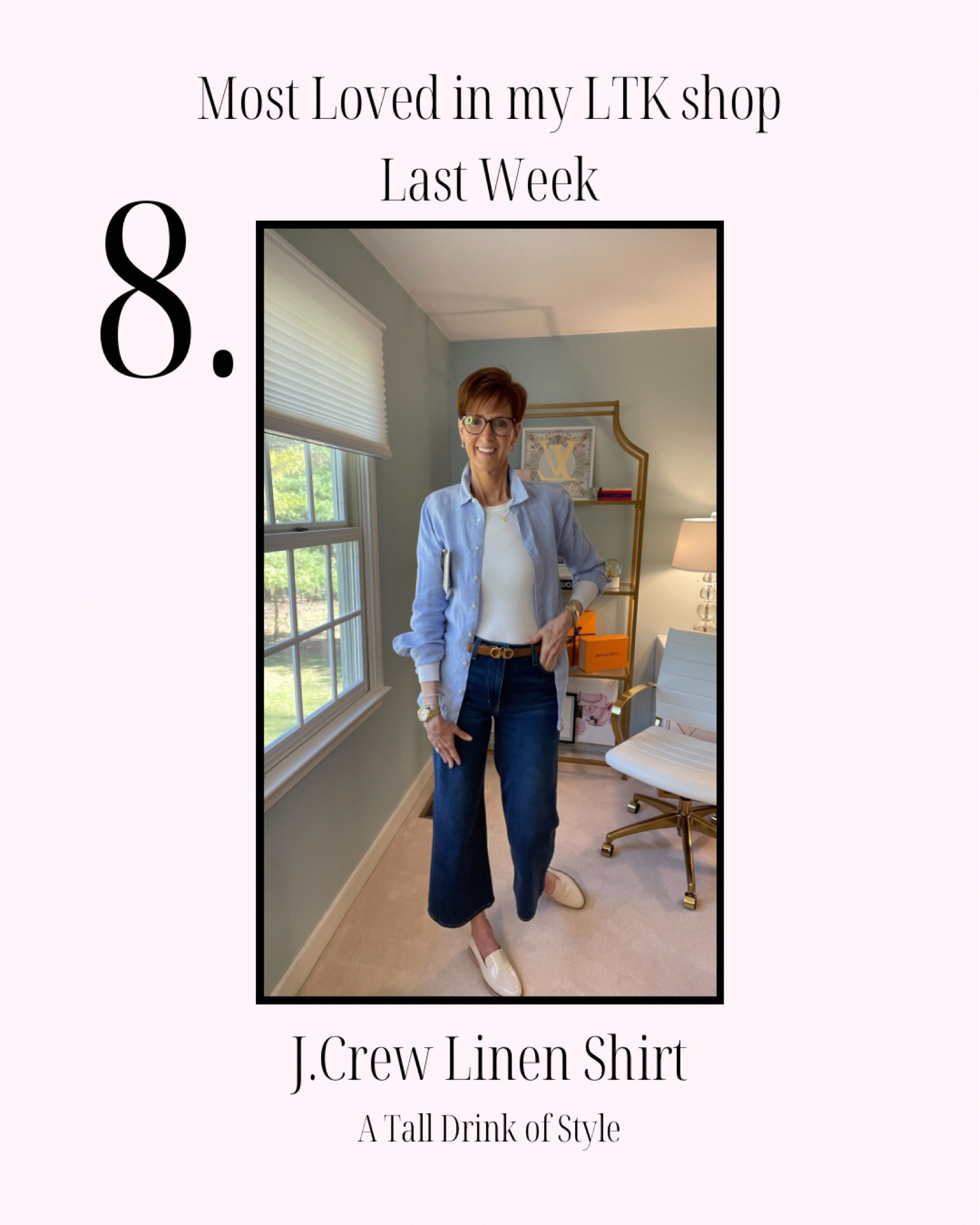 Most lived in my LTK shop last week
J.Crew linen button down shirt.
Wearing a size 10 tall

Over 50 fashion, tall fashion, workwear, everyday, timeless, Classic Outfits, tall fashion, tall girl outfits, tall style, tall women clothing, tall style, tall girl fashion, tall jeans, tall women, tall girl jeans, tall pants, long, long inseam, 

Hi I’m Suzanne from A Tall Drink of Style - I am 6’1”. I have a 36” inseam. I wear a medium in most tops, an 8 or a 10 in most bottoms, an 8 in most dresses, and a size 9 shoe. 

fashion for women over 50, tall fashion, smart casual, work outfit, workwear, timeless classic outfits, timeless classic style, classic fashion, jeans, date night outfit, dress, spring outfit

#LTKover40 #LTKstyletip #LTKworkwear