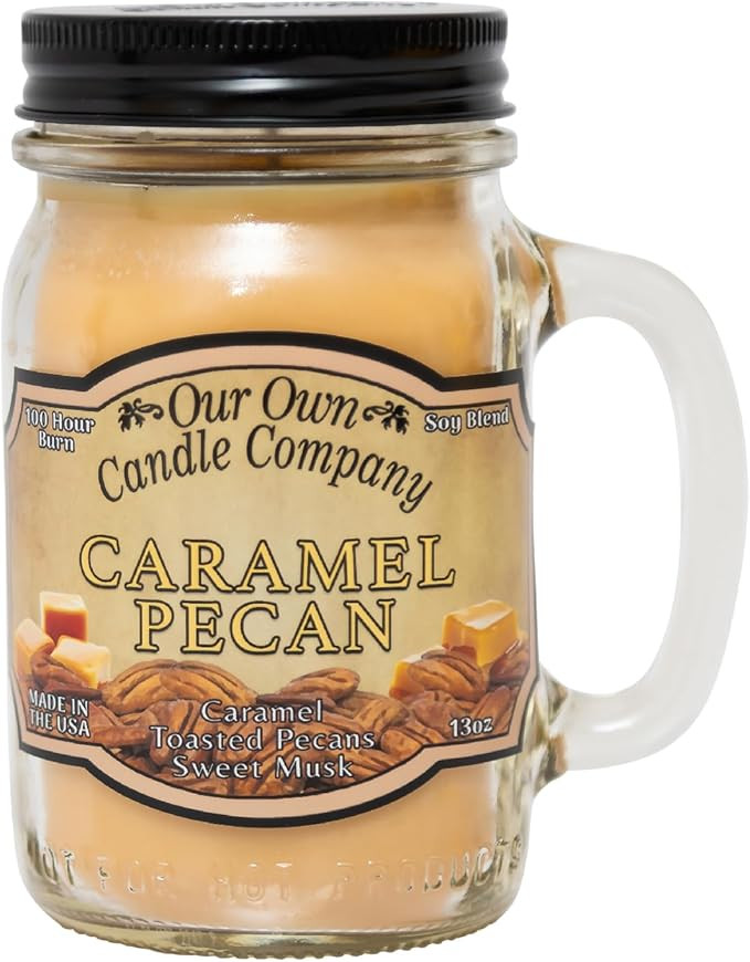 Our Own Candle Company Caramel Pecan Scented Mason Jar Candle, 100 Hour Burn Time - 13 Ounces | Amazon (US)