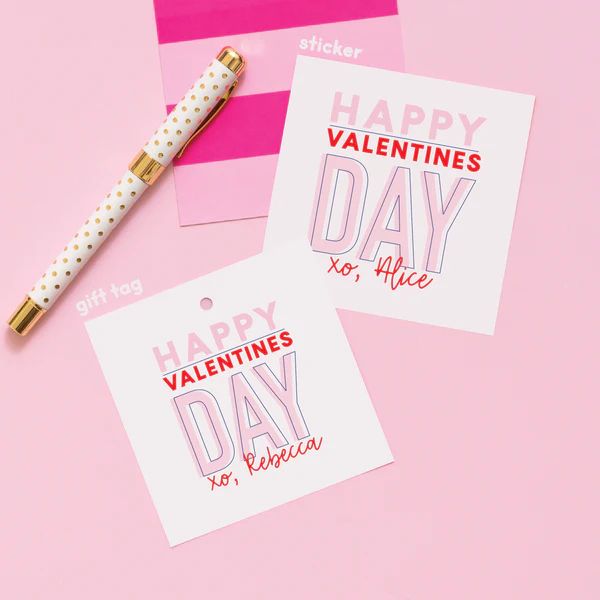 Happy Valentine's Day Stickers or Gift Tags Pink | Joy Creative Shop