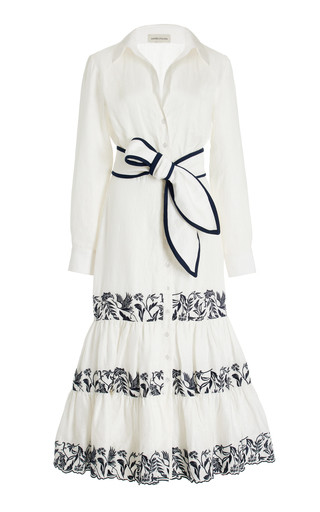 Las Cuevas Embroidered Linen Midi Dress | Moda Operandi (Global)