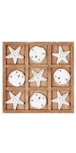 NIKKY HOME Beach Tic Tac Toe for Fun Starfish Sand Dollar Coastal House Coffee Table Decor Wood B... | Amazon (US)