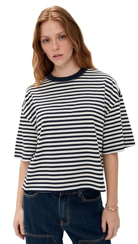 Lioness Women's Bloom Short Sleeve, White Navy Stripe, XL | Amazon (US)