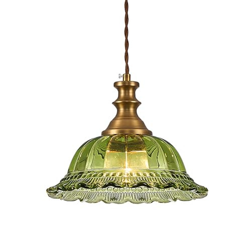 HDDFL Glass Pendant Lights Modern Pendant Lighting Fixtures Hanging Lamp for Kitchen Island Bedroom Dining Room Coffee Shop Hallway Green and Brass | Amazon (US)