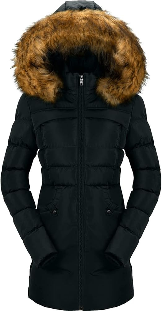 CHERFLY Women's Winter Puffer Coat Heavy Warm Long Parka Down Jacket with Fur Hood | Amazon (US)
