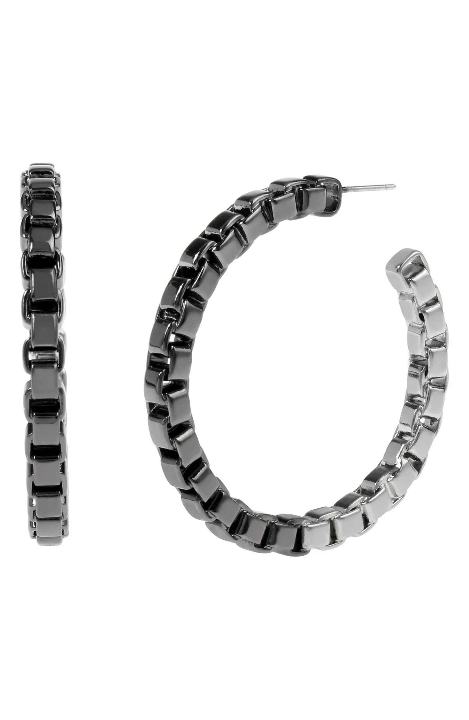 AllSaints Box Chain Hoop Earrings | Nordstromrack | Nordstrom Rack