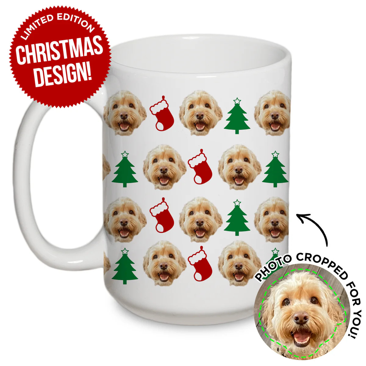 Personalized Pet Christmas Pattern Mug | Type League Press