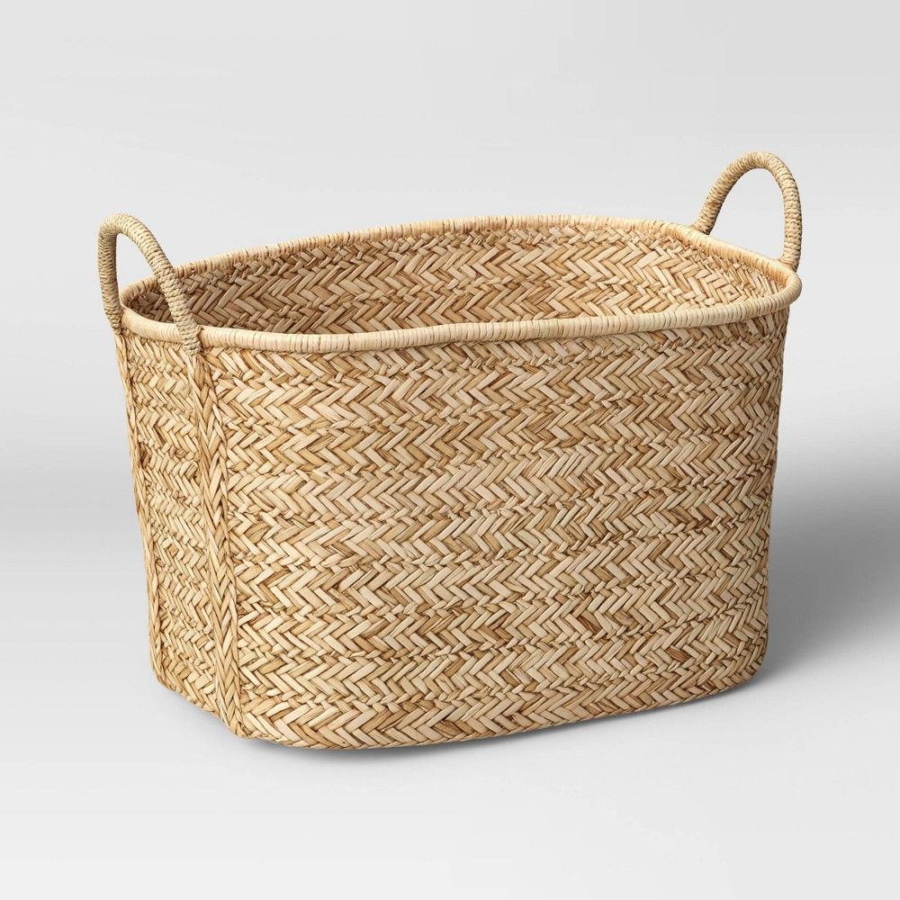 14"" x 14"" Braided Straw Basket Natural - Threshold | Target