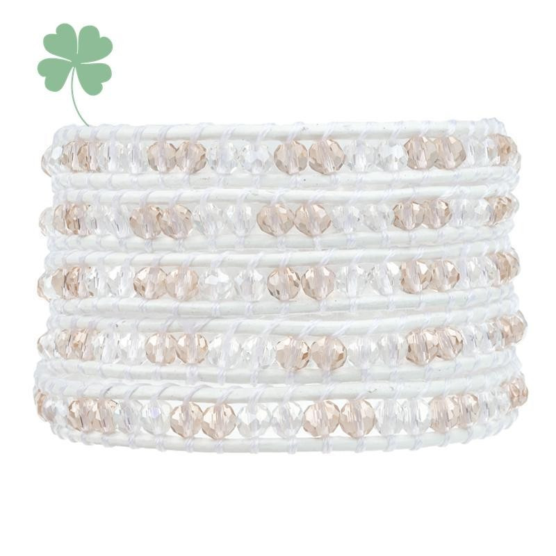 Clear and Blush Crystals on White-Ivory | Victoria Emerson