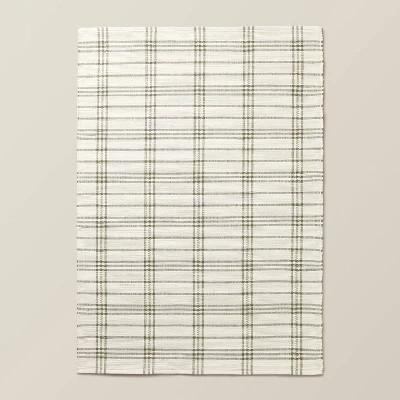 Tri-Stripe Plaid Handmade Woven Area Rug Green/Cream - Hearth & Hand™ with Magnolia | Target