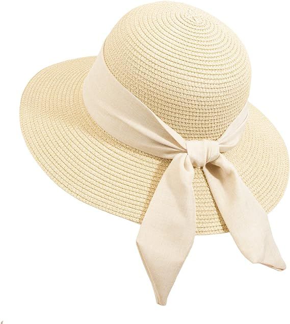 Cmprvgd Women Beach Sun Hats Summer UV Protection Straw Hat Foldable Packable Wide Brim Travel | Amazon (US)