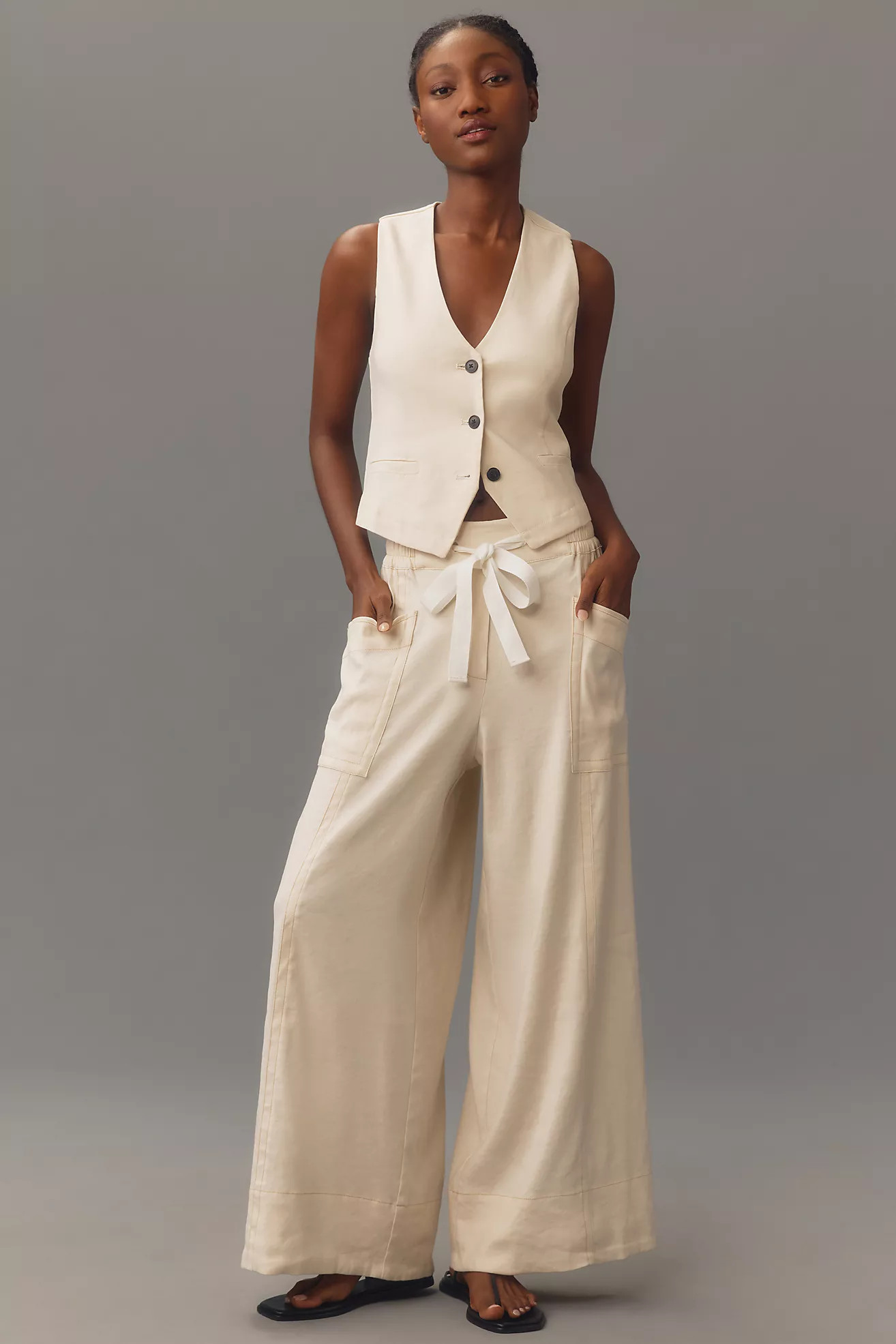 Maeve La Ponche Linen Pull-On Wide-Leg Pants | Anthropologie (US)