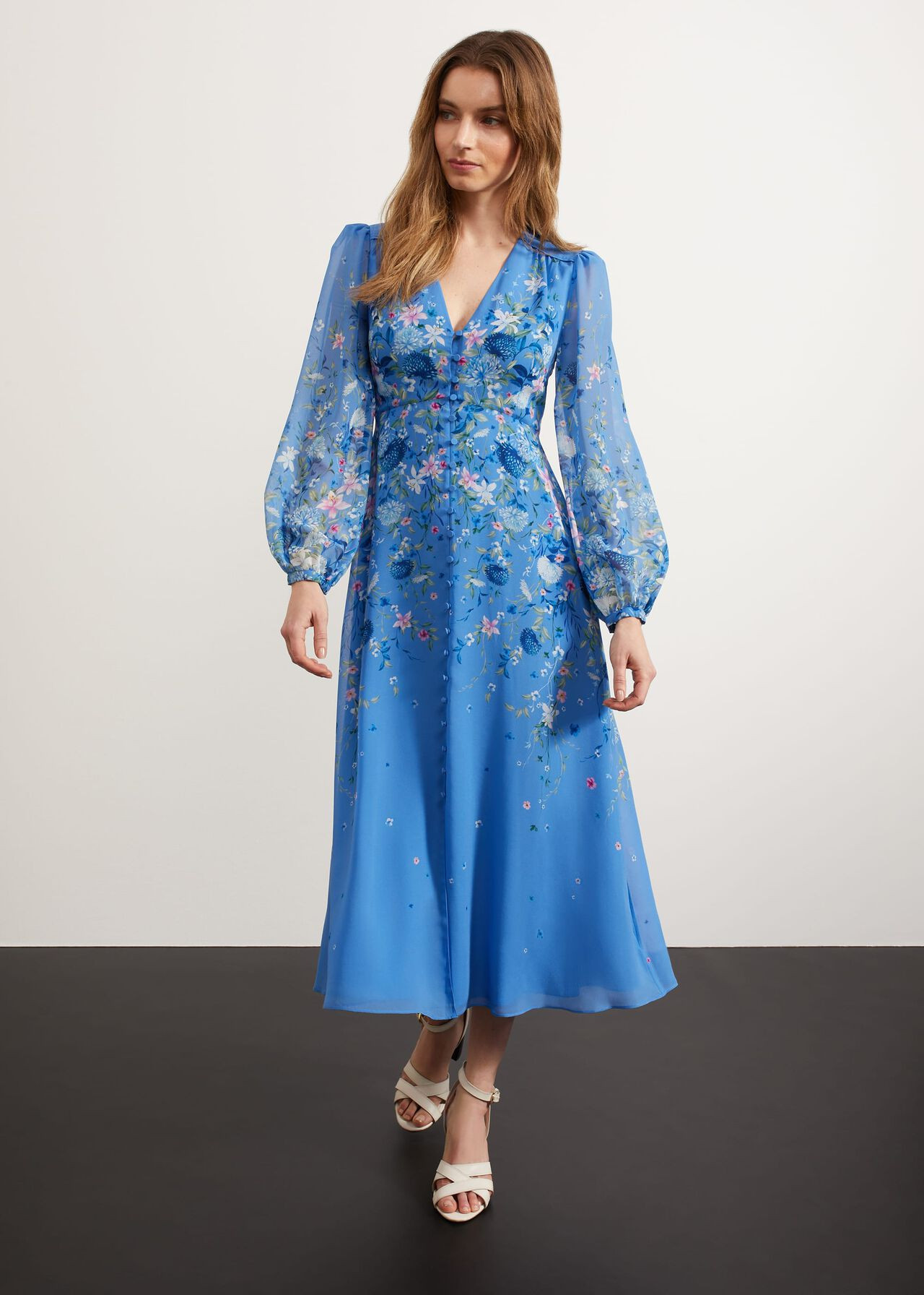 Caversham Silk Floral Dress | Hobbs