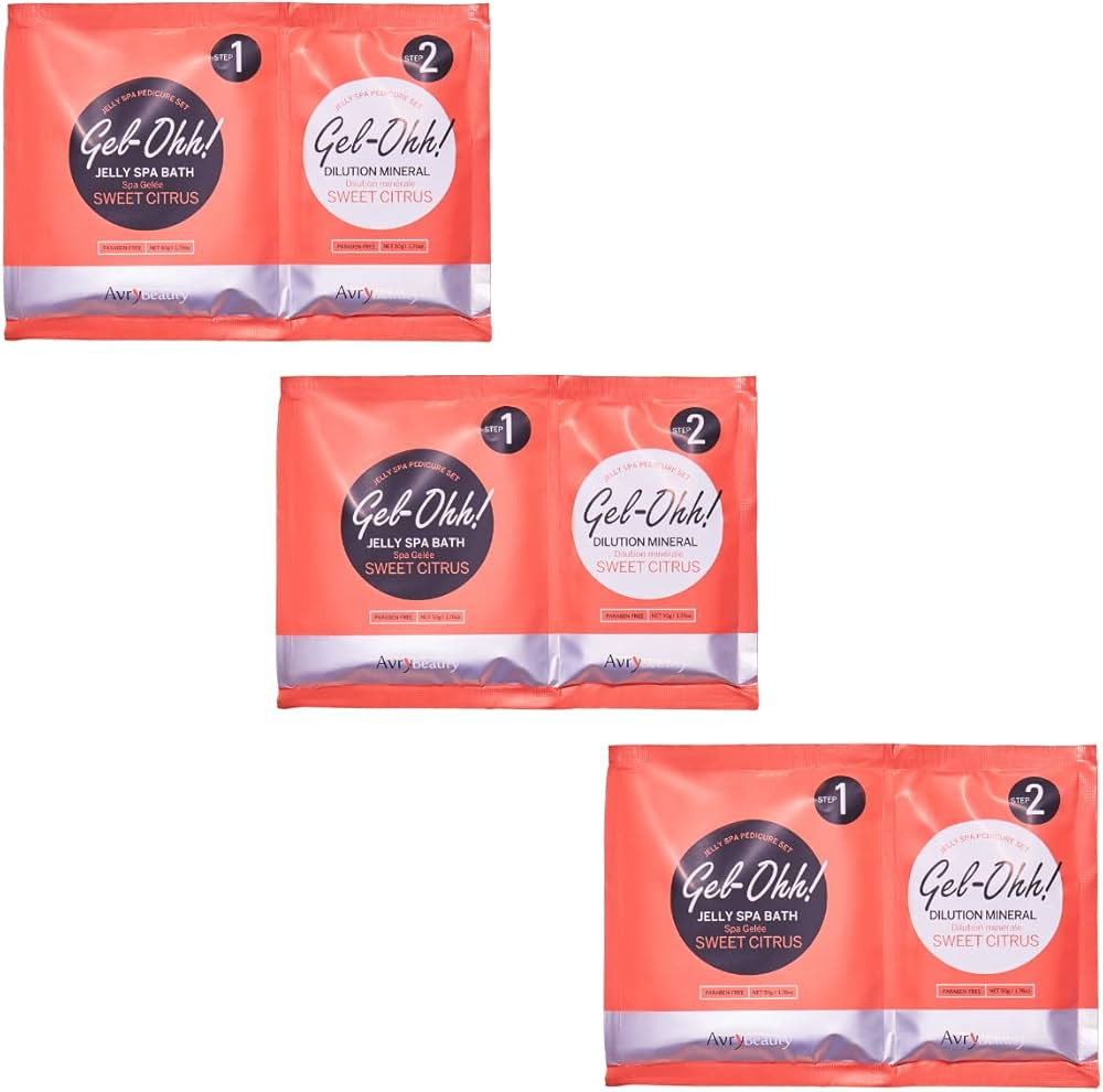 Gel-Ohh Jelly Spa Bath 3 pack, Citrus Fresh, Citrus Scented, Vitamin C, Jelly Pedicure, Salon Ser... | Amazon (US)