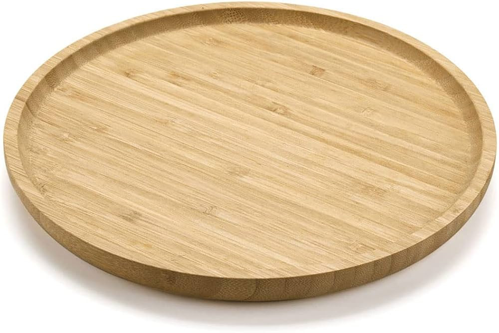 Round Bamboo Tray, Wood Plates, Wooden Serving Platter, Charcuterie Serving Board for Dinning / C... | Amazon (US)