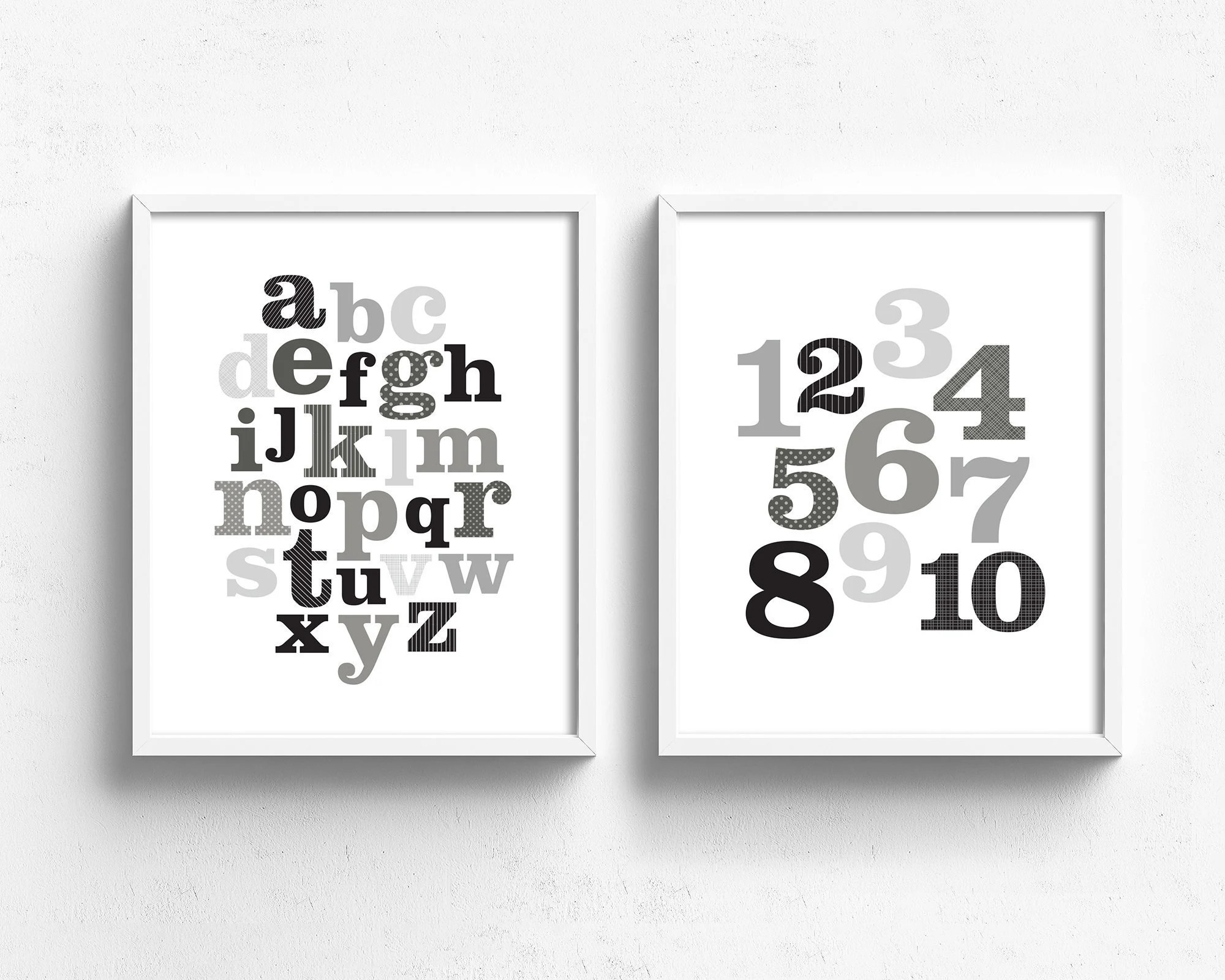 abc art print , black and white nursery decor, ABC 123 print, gender neutral nursery, playroom art, modern nursery, alphabet art print | Etsy (Global)