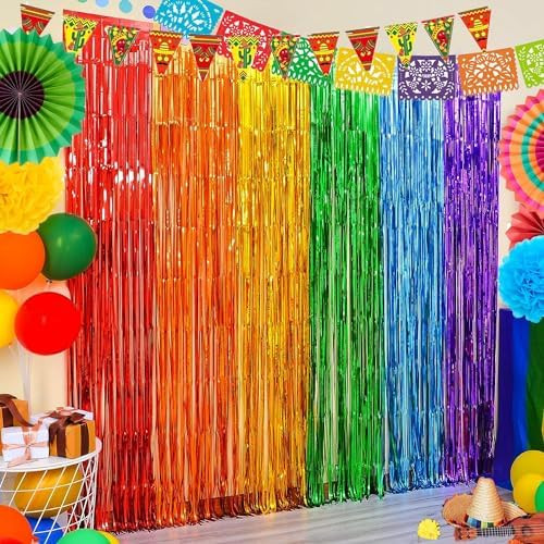 Fiesta Cinco de Mayo Party Decorations Foil Fringe Curtains Backdrop Mexican Themed Birthday Part... | Amazon (US)