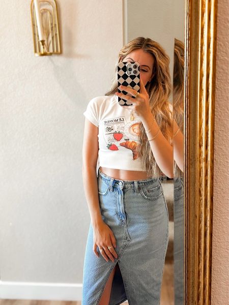 Denim skirt outfit, Abercrombie outfit, Abercrombie style, princess polly top, cute summer outfit, Jean skirt outfit 

#LTKU #LTKParties #LTKStyleTip