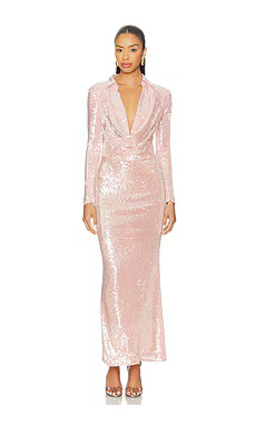 Bardot Lorel Sequin Mesh Midi Dress in Bliss Pink from Revolve.com | Revolve Clothing (Global)