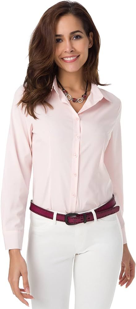 Atnlewhi Womens Long Sleeve Button Down Shirts Classic Work Blouse Stretch Formal Casual Dress Sh... | Amazon (US)