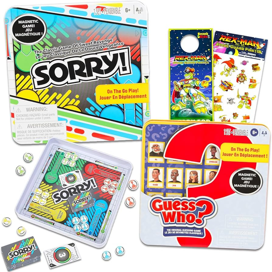 Magnetic Game Travel Set for Kids - Bundle with 2 Travel Games in Tin Featuring Sorry, Guess Who ... | Amazon (US)