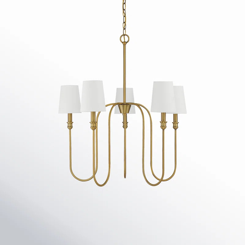 Sanibel 27.25" W 5-Light Metal Dimmable Shaded Chandelier with White Fabric Shades | Wayfair North America