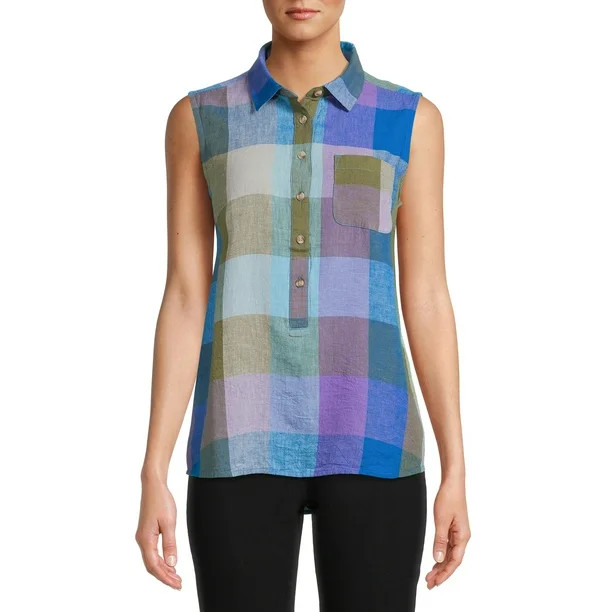 Time And Tru Women's Sleeveless Henley Shirt | Walmart (US)