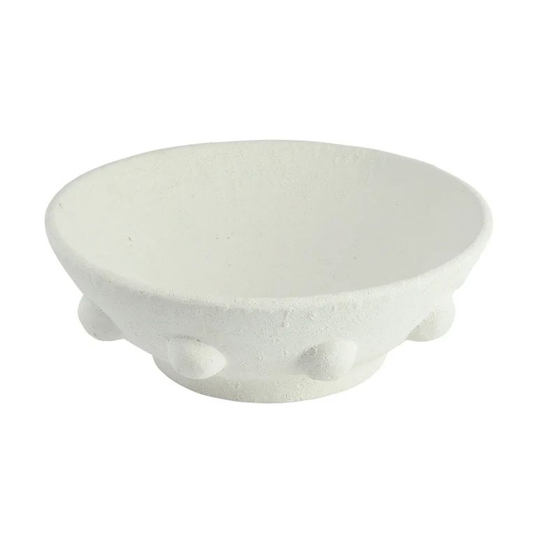 Creative Co-Op Decorative Terra-cotta Bowl with Raised Dot Design and Volcano Finish, White | Walmart (US)