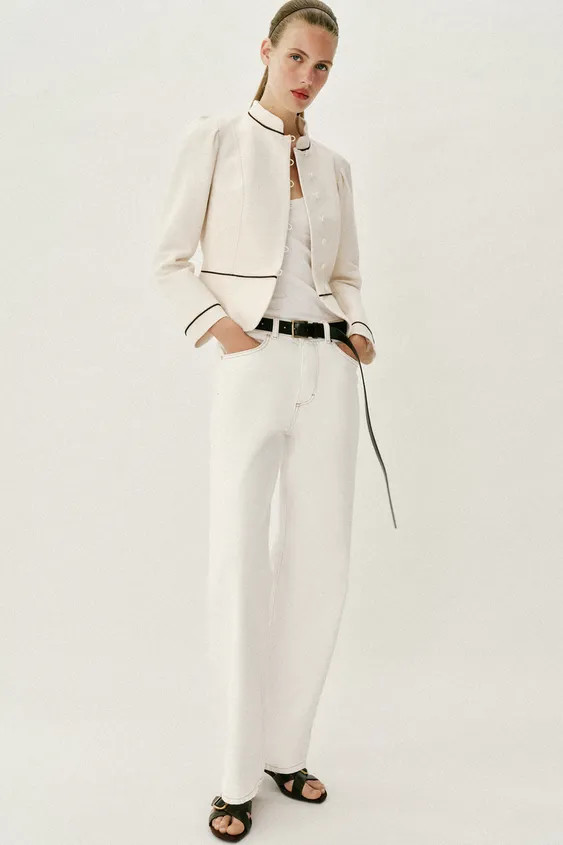 TAILORED CONTRAST PIPING BLAZER | Zara US