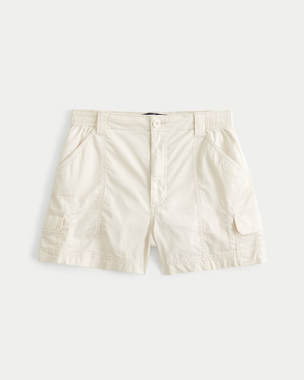 Ultra High-Rise Poplin Cargo Mom Shorts | Hollister (US)