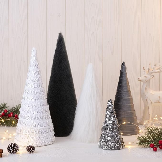 Thyle 5 Pcs Christmas Cone Tree Centerpieces, Glitter Christmas Cone Tree Table Decorations Mante... | Amazon (US)