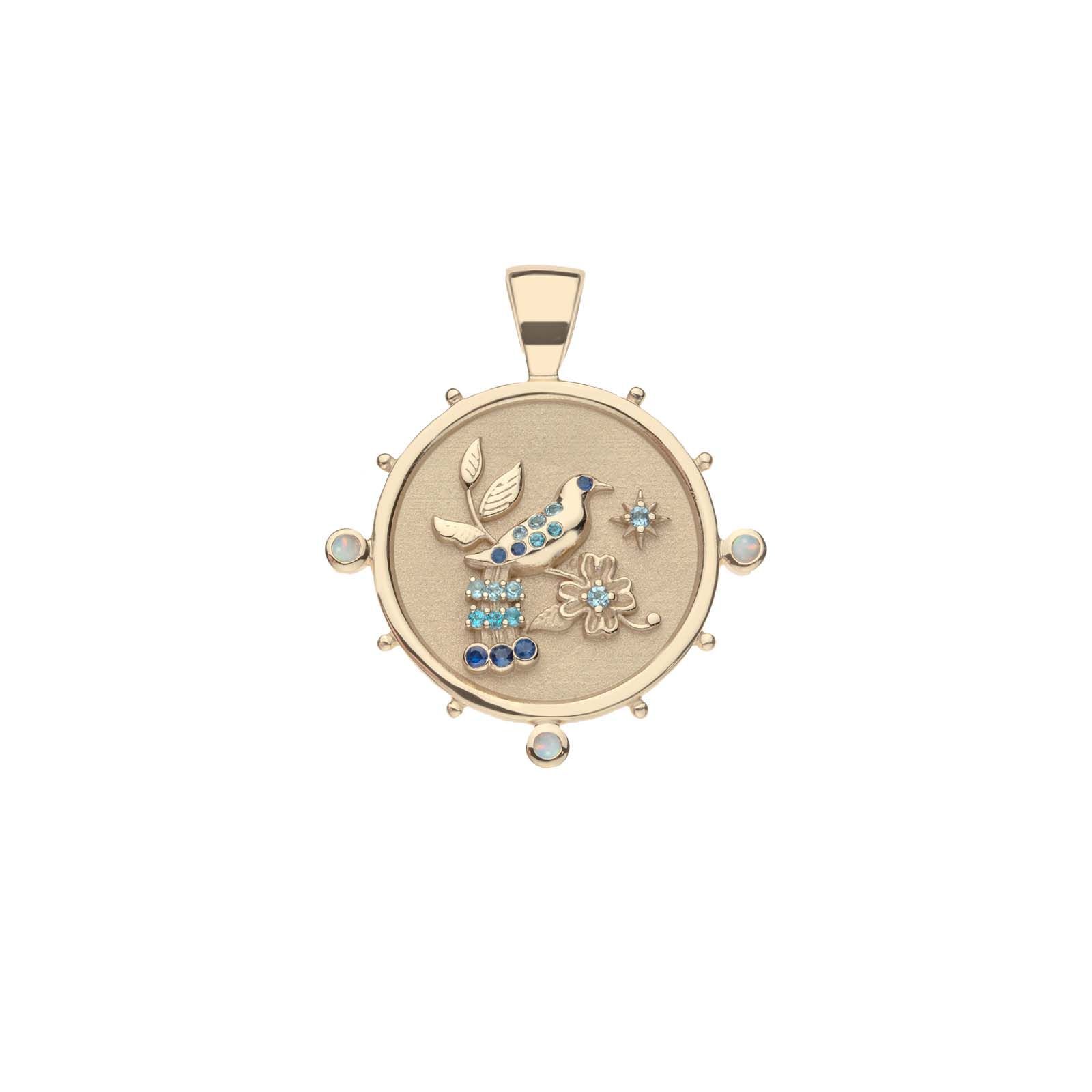 JW x House of Harris JOY Small Lovebird Pendant Coin in Solid Gold | Jane Win