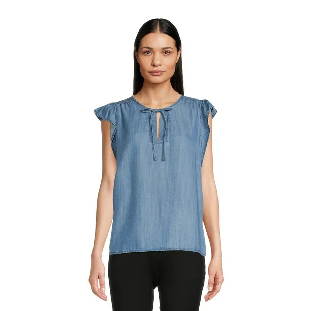 Time and Tru Women's Woven Ruffle Tank Top | Walmart (US)