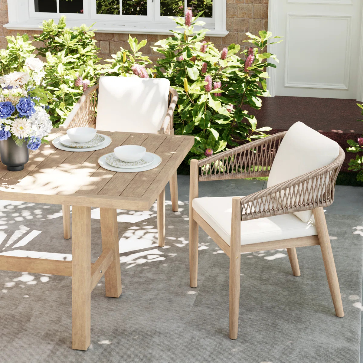 Outdoor Dining Chair With Cushions (Set of 2) | Wayfair North America