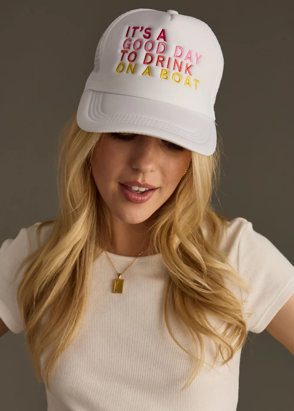 Drink On A Boat Trucker Hat - White | Panache Accessories