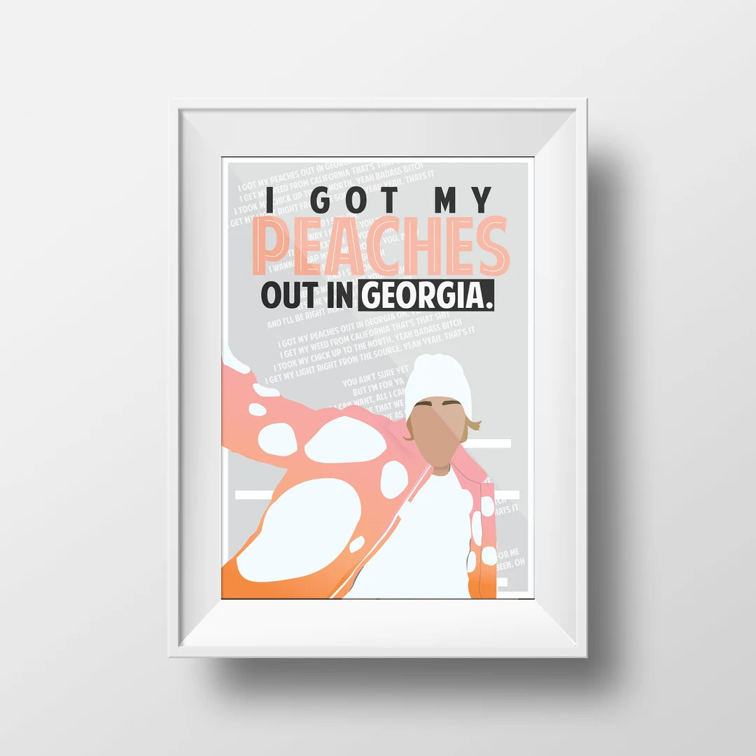 A4 Minimalist Art Print Justin Bieber 'peaches' - Etsy | Etsy (US)