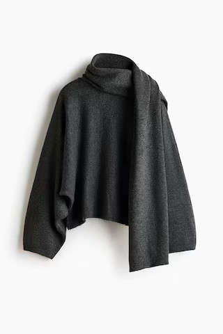 H & M - Oversized scarf-detail jumper - Black | H&M (UK, MY, IN, SG, PH, TW, HK)