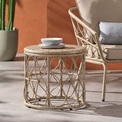 Christopher Knight Home Colmar Bohemian Outdoor Wicker Side Table,Light Brown | Target