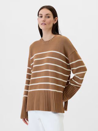 Oversized 24/7 Split-Hem Crewneck Sweater | Gap Factory