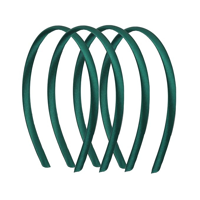 Motique Accessories Thin Headbands for Women Solid Satin 4 Pack - Green | Amazon (US)