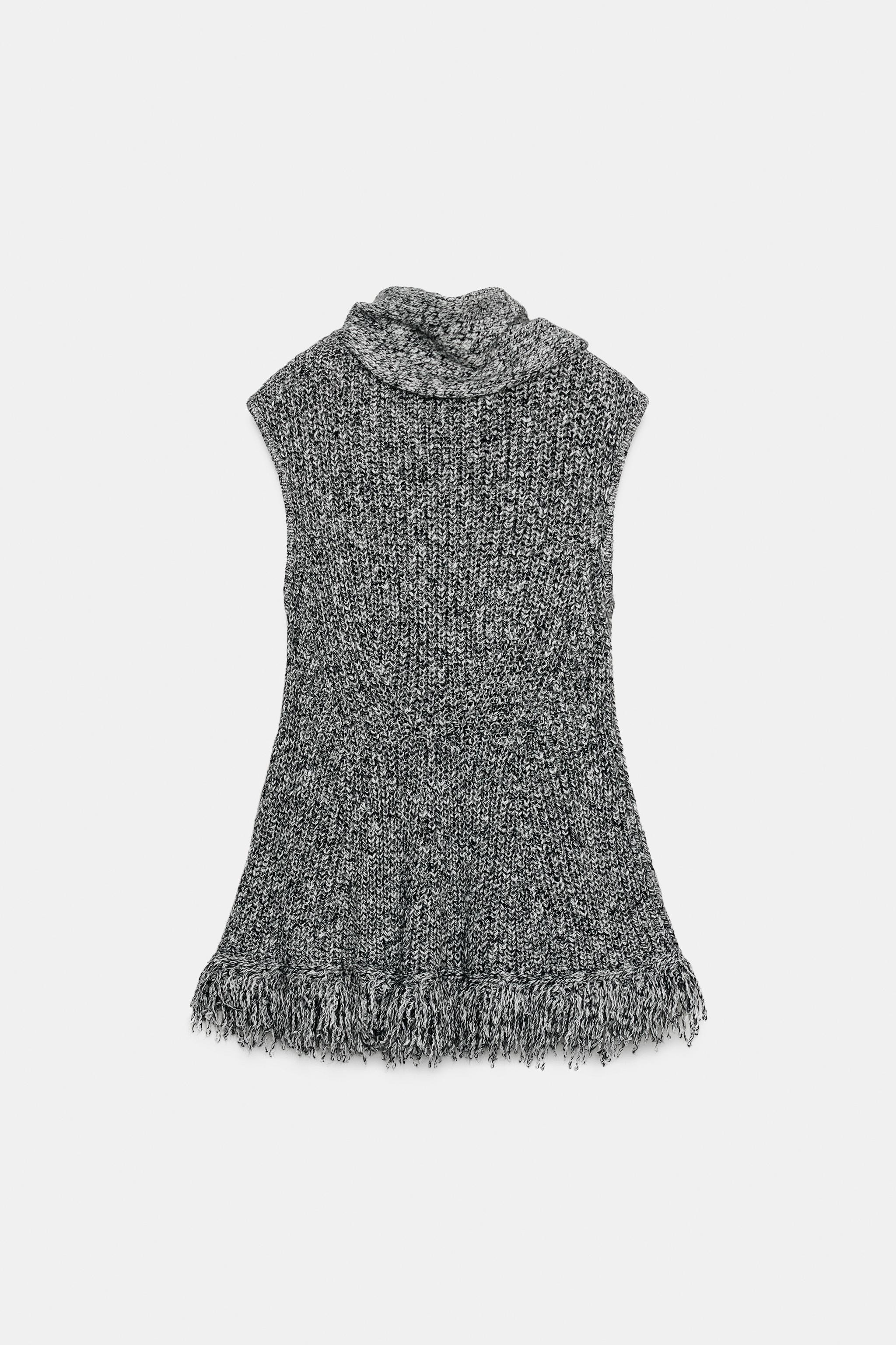 KNIT TOP WITH SCARF AND FRAYED HEM | Zara US