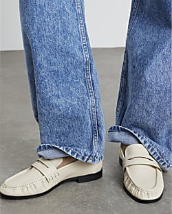 Cream Leather Loafers | River Island UK & IE