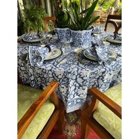 Tablecloth, Blue/White Print | Etsy (US)