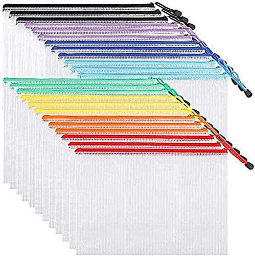 EOOUT 24pcs Mesh Zipper Pouch Document Bag, Plastic Zip File Folders, Mesh Zipper Bags, Letter Si... | Amazon (US)