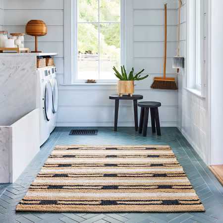 Natural Raleigh Striped Jute Area Rug | Rugs USA