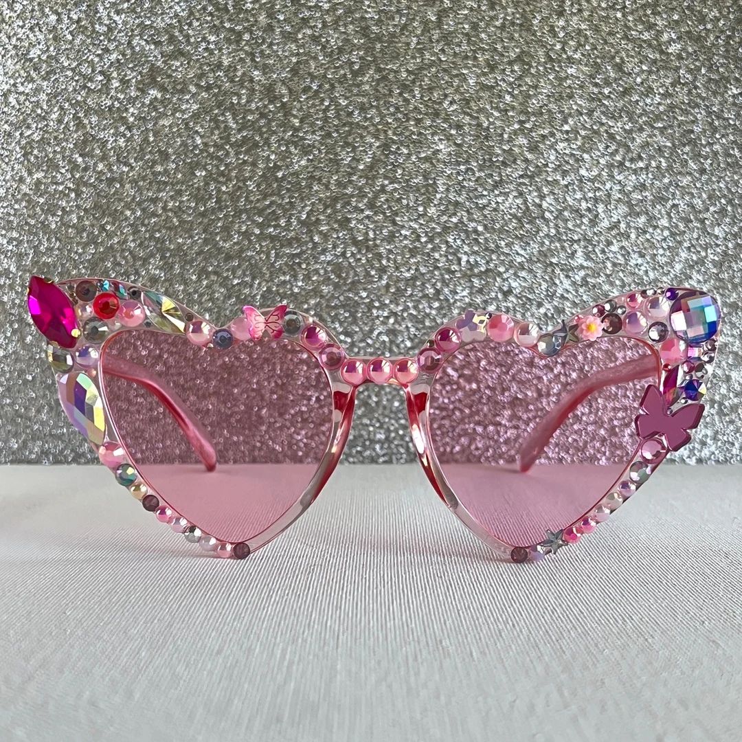 Spring Summer Easter Birthday Bejeweled Sunglasses Glitter Sunglasses Heart Shaped Adult Girls - ... | Etsy (US)