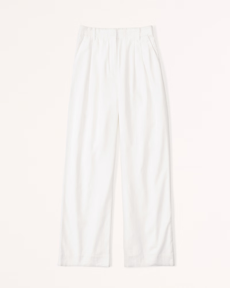 Women's Linen-Blend Tailored Wide Leg Pant | Women's Clearance | Abercrombie.com | Abercrombie & Fitch (US)