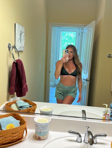 Showing the Summersalt bikini with their aloe green lounge shorts as a cover up. Buttery soft, so comfy, the perfect cover up and lounge piece. Swimwear, loungewear—use code: JANALYN_KRISTINEJS10

#LTKunder50 #LTKswim #LTKstyletip