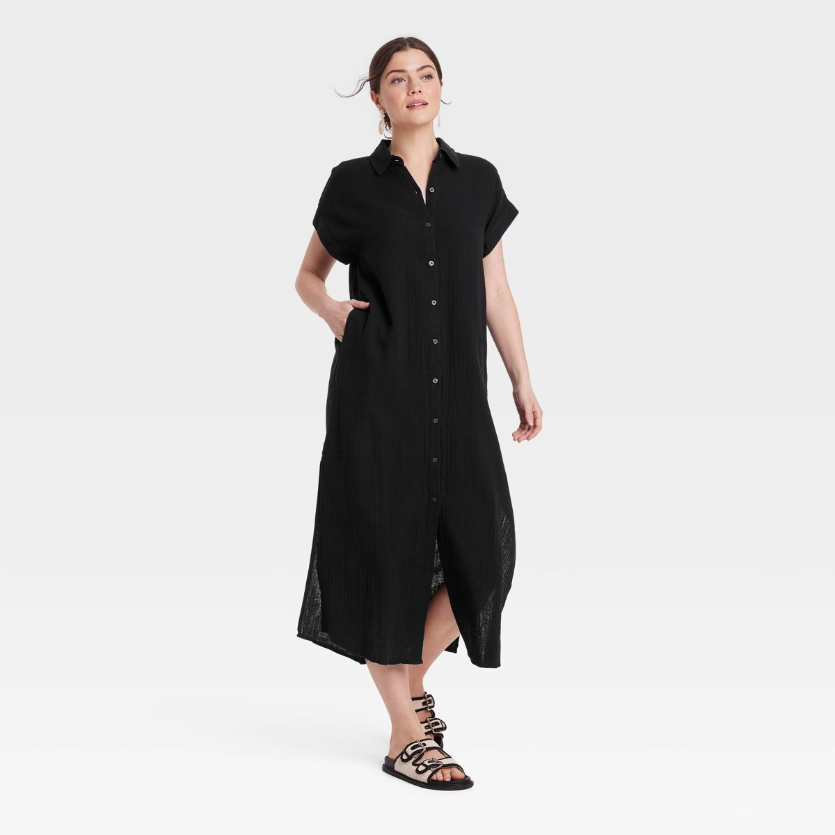 Women's Gauze Button-Front Maxi Shirtdress - Universal Thread™ | Target