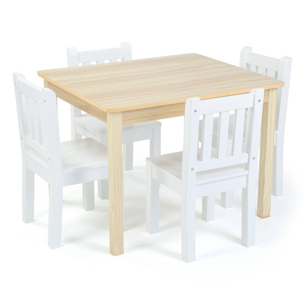 5pc Journey Toddler Table and 4 Chairs Set Wood/White - Humble Crew | Target